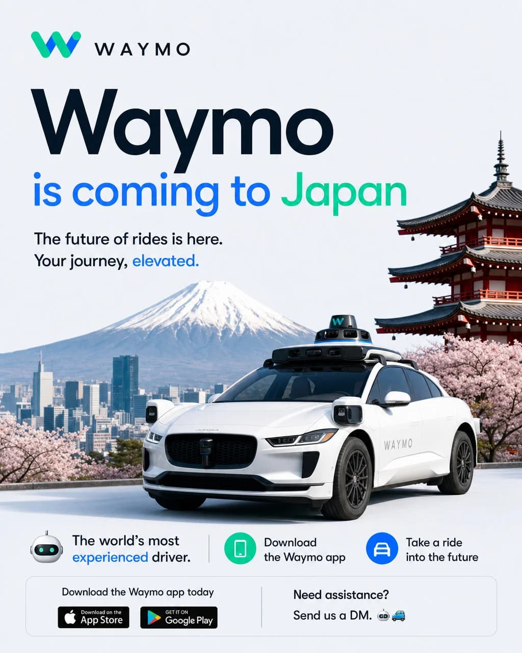 Waymo Japan expansion social media poster concept